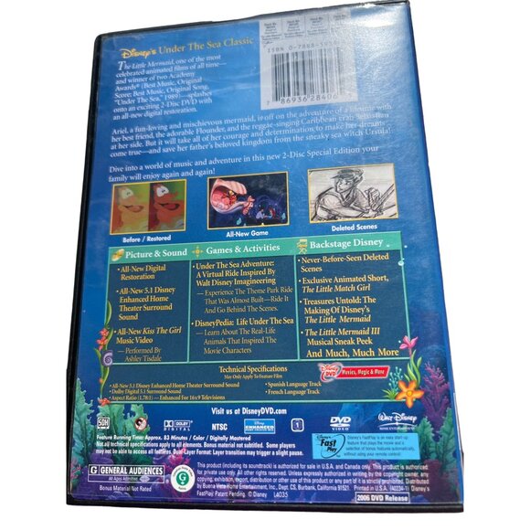 The Little Mermaid 2-Disc Special Edition DVD Platinum Disney Classic - Picture 2 of 3